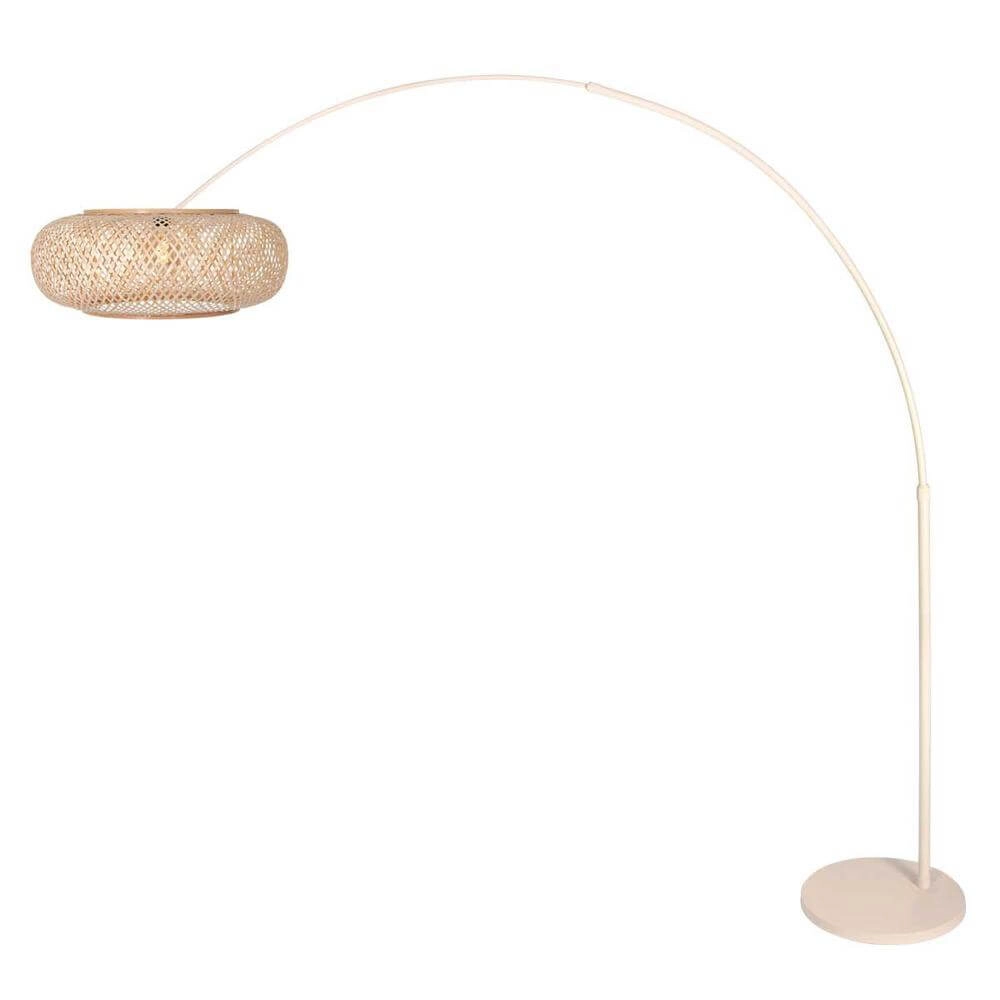 Lampe à arc Sparkled Light crème avec abat-jour en bambou Ø 60cm Steinhauer 8712746180008