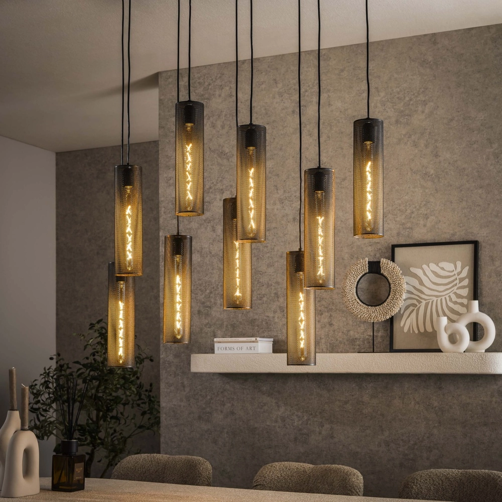 Lampe suspendue tubulaire Tube 9 lumières - noir arctique