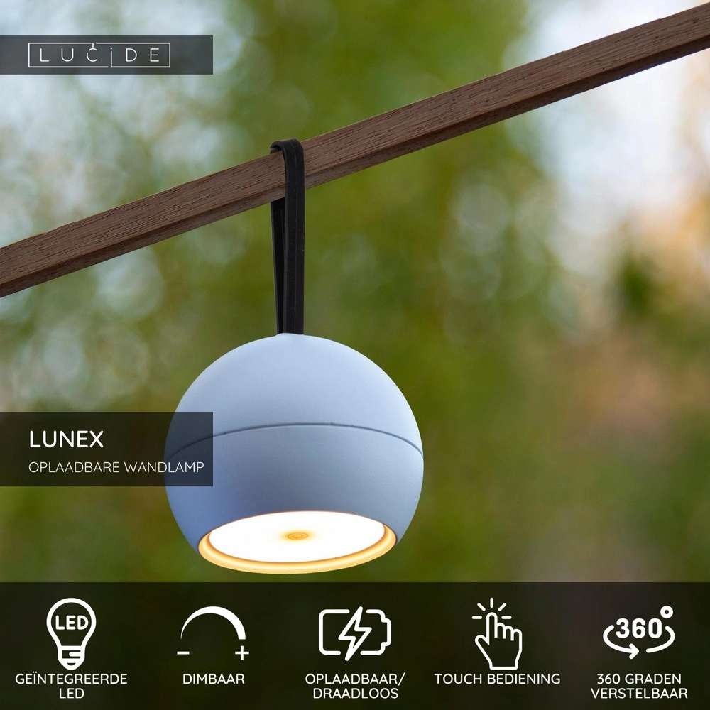 Lampe murale rechargeable Lunex Magnétique blanc Lucide 5411212272416
