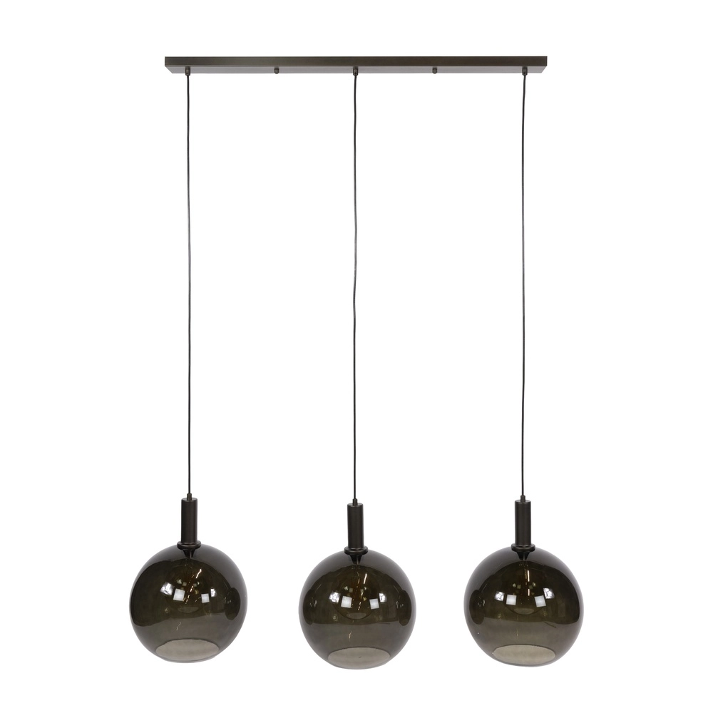 Lampe suspendue en verre Sfera 3x Ø 30cm - verre fumé Lyora 8716803512368