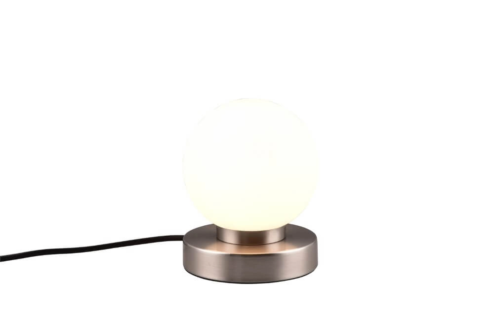 Lampe de table Prinz Ii nickel avec verre blanc