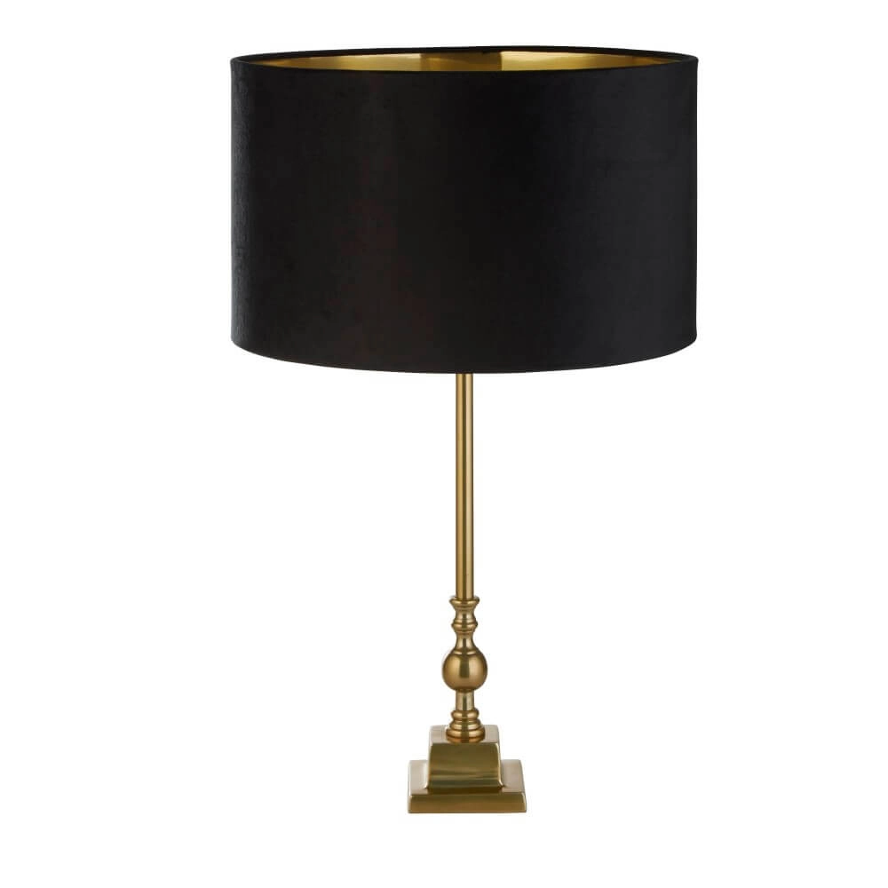 Lampe de table dorée Whitby avec capuche noire Lampe de table dorée Whitby avec capuche noire