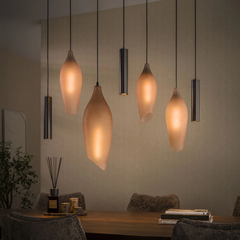 Lampe pendante élégante Cocoon avec du verre dépoli Lyora 8716803511934