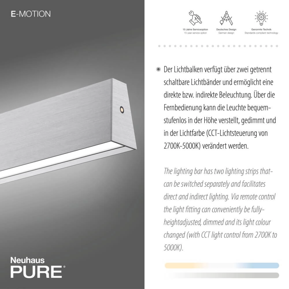 Lampe suspendue design Pure E-Motion aluminium Paul Neuhaus 4012248372920
