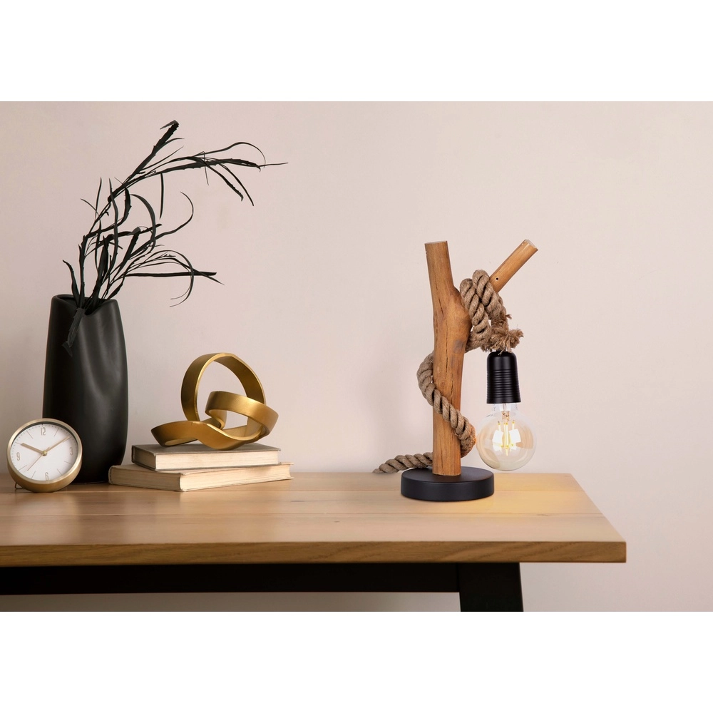 Lampe de table en bois Nerida avec de la corde Globo 9007371475636