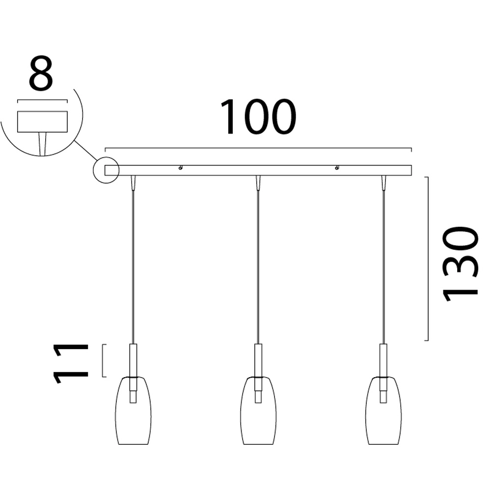 Lampe pendante 3L Ø 11,5cm Lido Olive avec du verre transparent Masterlight 8718121335247