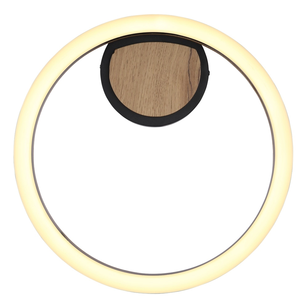 Lampe de plafond Beatrix Noir rond avec bois Globo 9007371445417