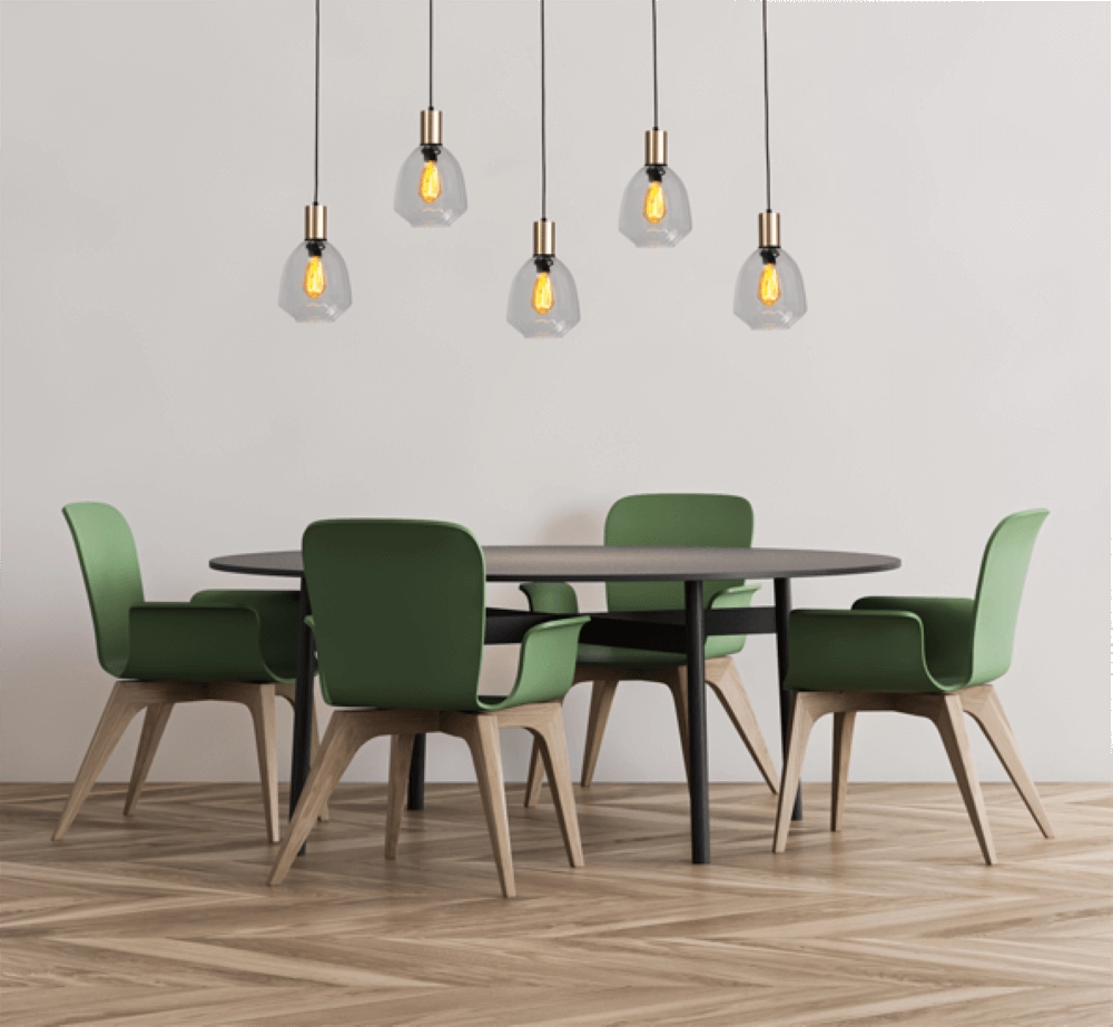 Lampe suspendue 5 lumières - dorée - Porto avec verres transparents Nicolette Masterlight 8718121270319