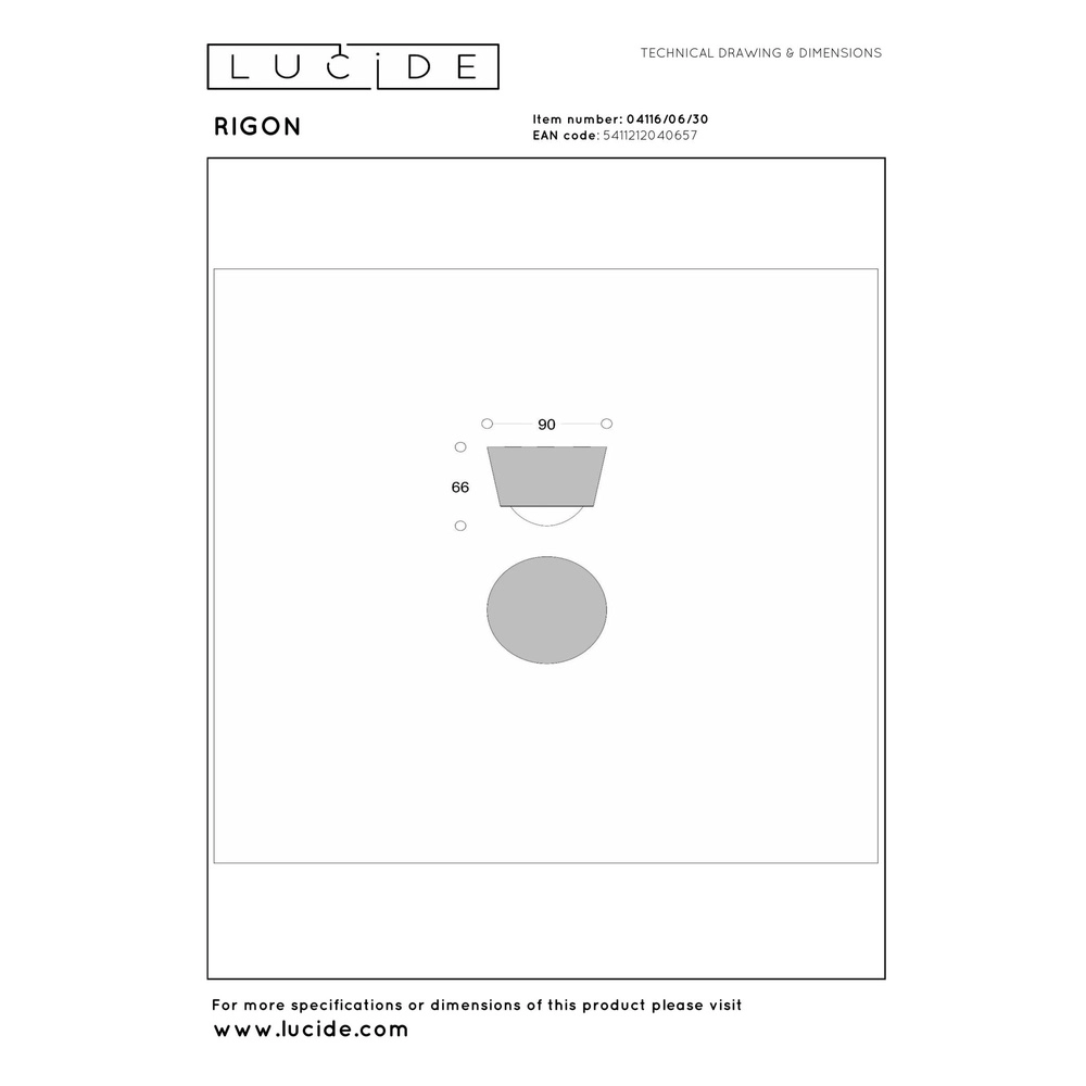 Lampe de plafond Rigon Noir Lucide 5411212040657