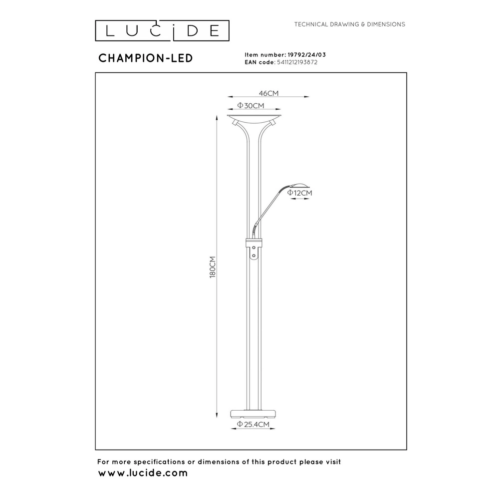 Lampe de lecture Champion-Led bronze Lucide 5411212193872