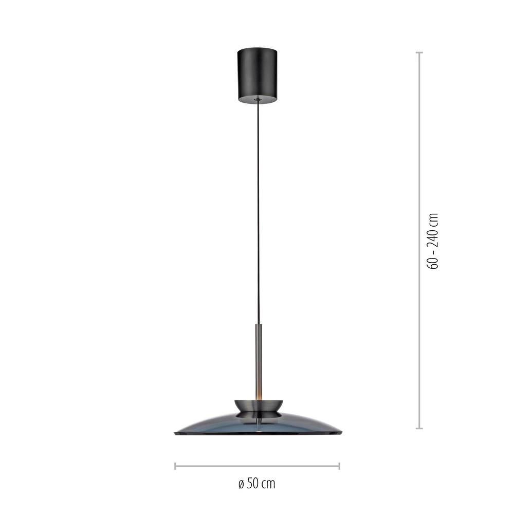 Lampe pendante Ø 50cm Pure E-Moon avec du verre fumé Paul Neuhaus 4012248386361