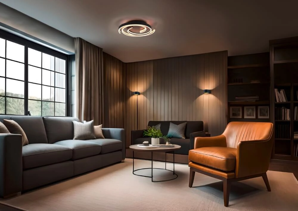 Plafonnier à intensité variable Caya or avec du noir Trio 4017807541953