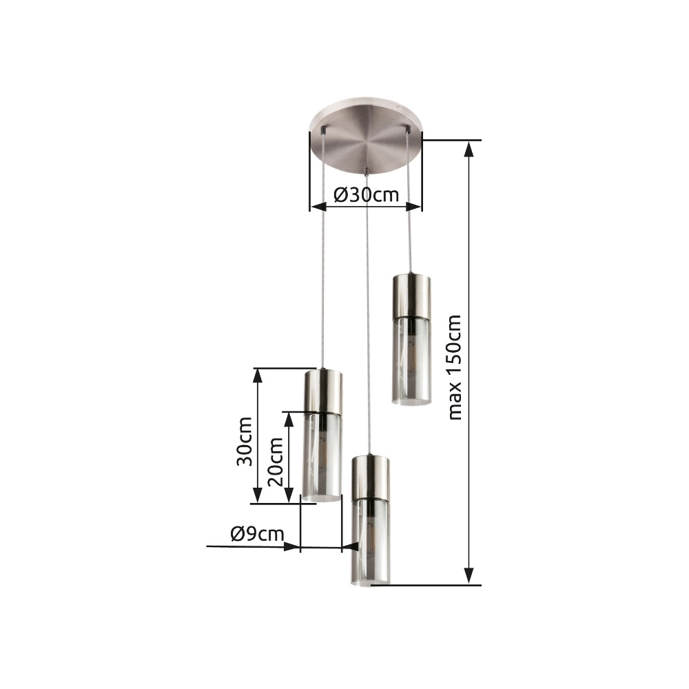 Lampe pendante à 3 lampes Annika Conception en nickel Globo 9007371412686