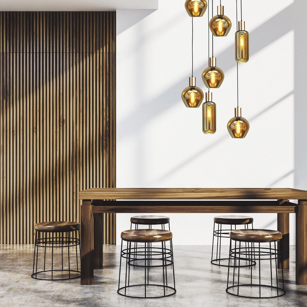 Lampe suspendue 5 lumières Bounty noir avec de l'or Masterlight 8718121247755