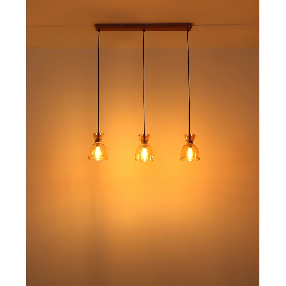 Lampe pendante de conception Massey Café brun 3 lumières Globo 9007371533503