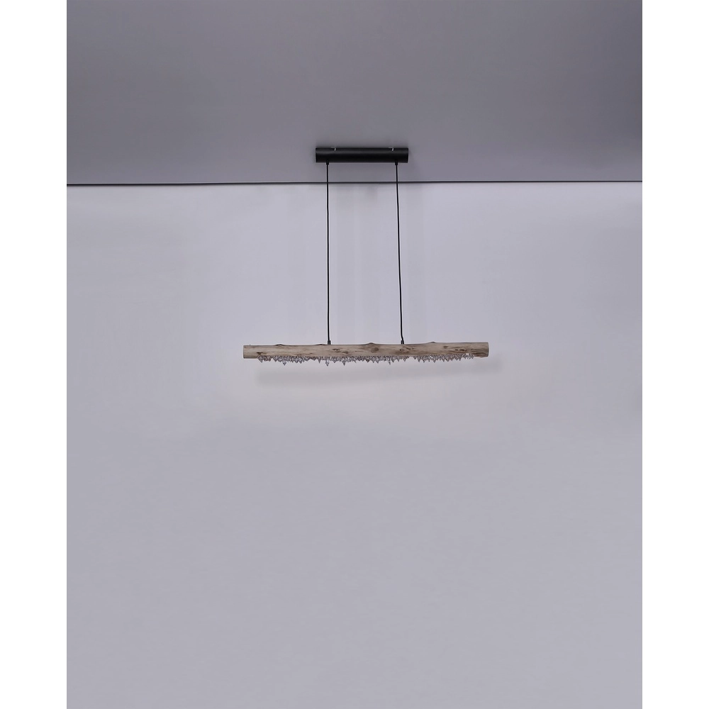 Lampe pendante de table à manger Felicitas noir avec bois Globo 9007371392889
