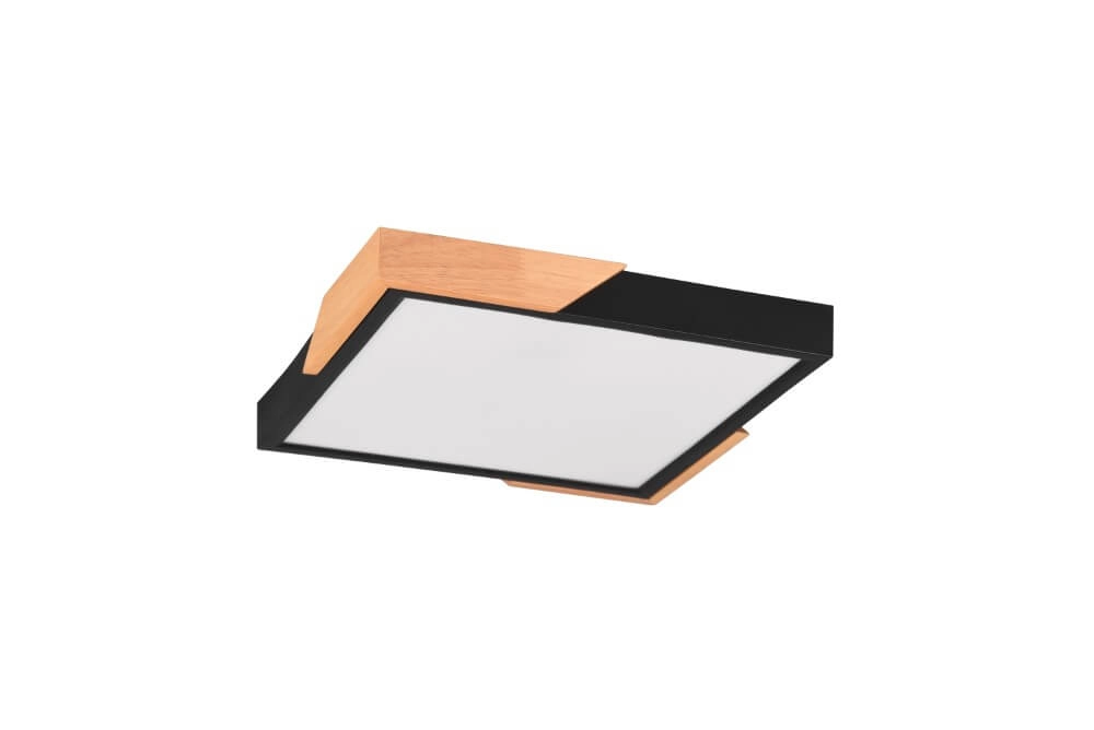 Plafonnier LED noir Meta avec du bois Plafonnier LED noir Meta avec du bois