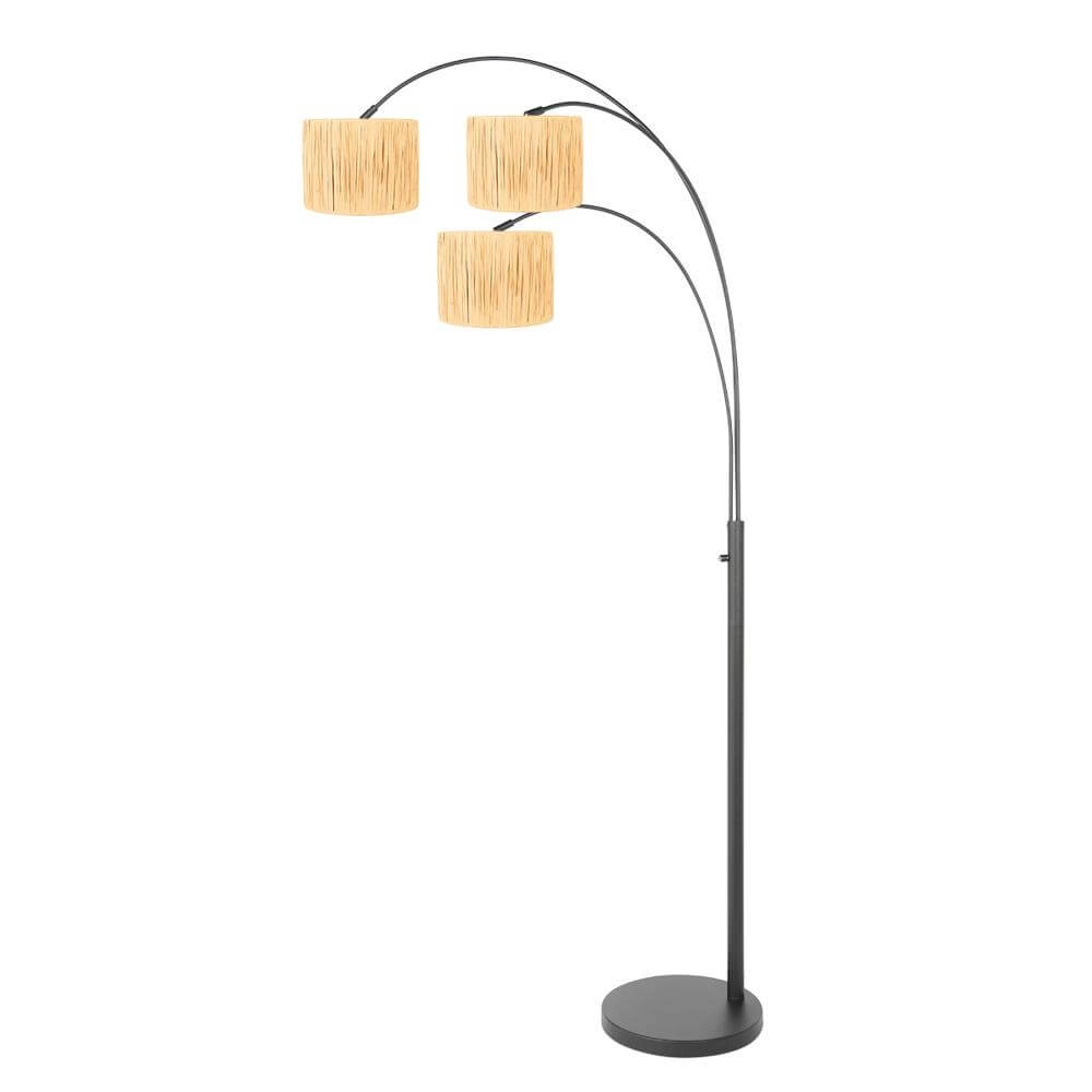 Lampadaire Sparkled Light noir avec des capuchons de couleur paille Steinhauer 8712746173642