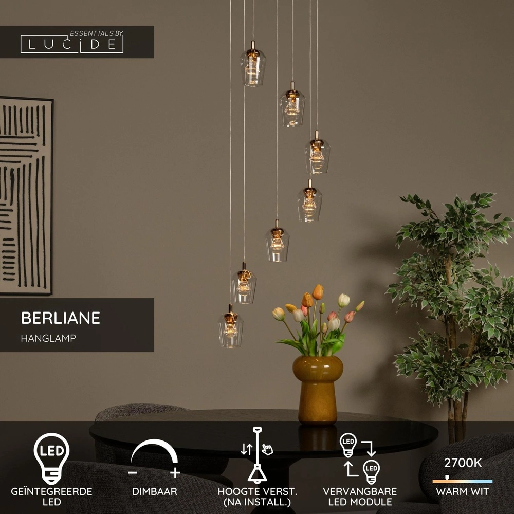 Lampe pendante unique Berliane Ronde à 7 lumières Lucide 5411212011022