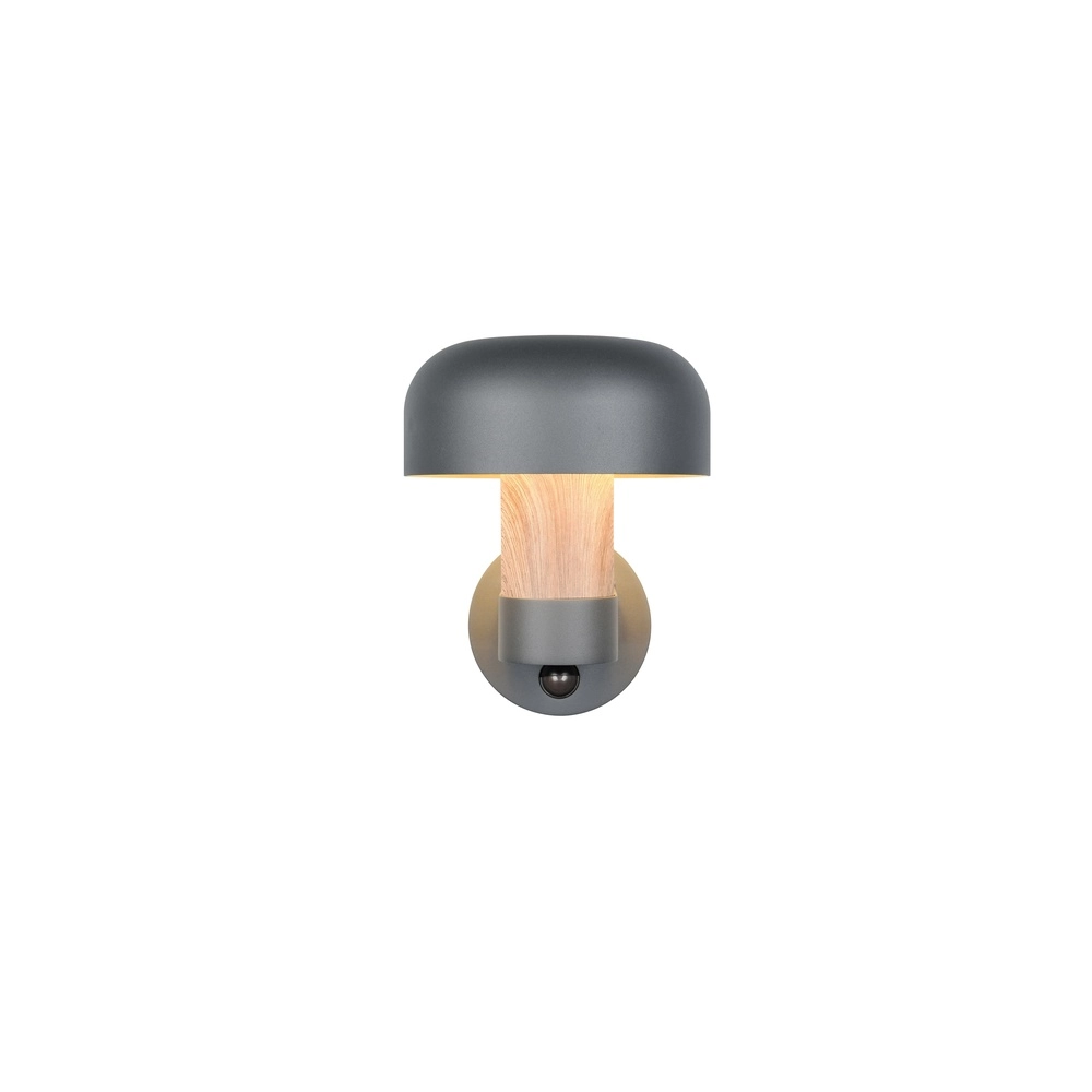 Applique murale Fraser Gris avec bois et capteur Trio 4017807648577