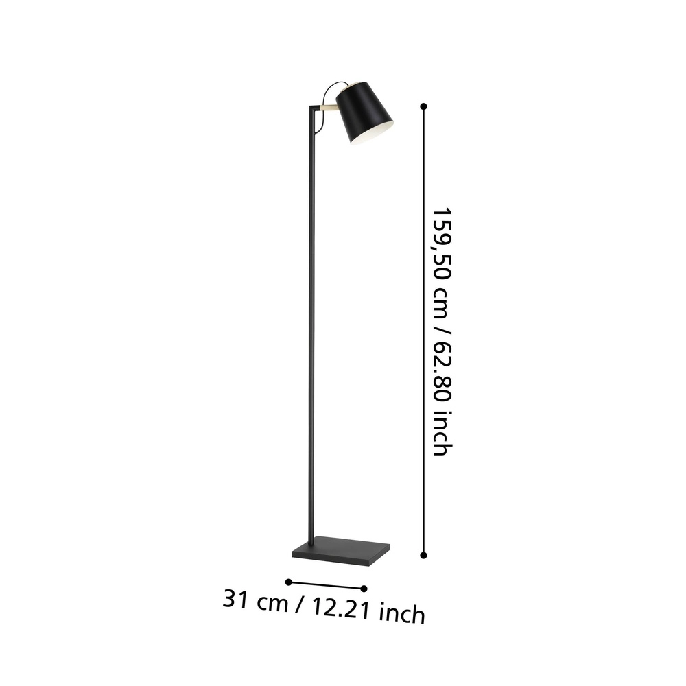 Lampe sur pied élégante Lacey noir avec un aspect bois Eglo 9002759436148