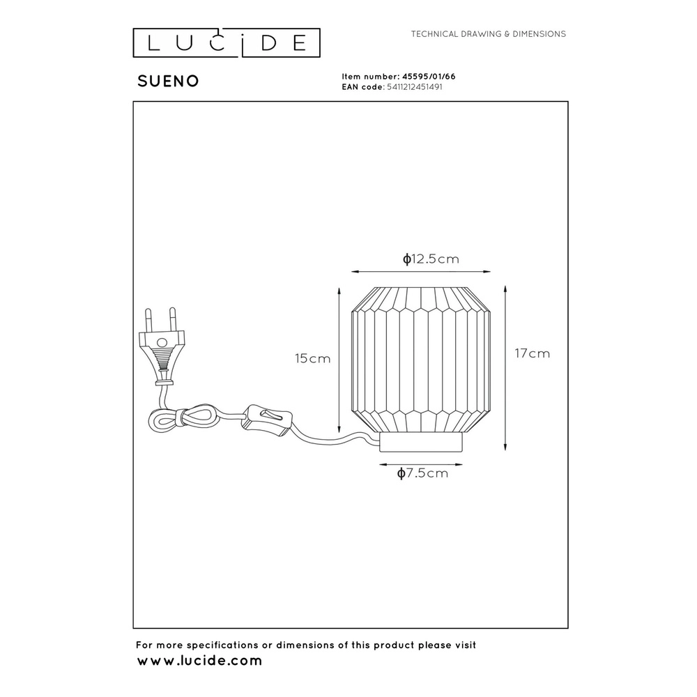 Lampe de table Sueno rose Lucide 5411212451491