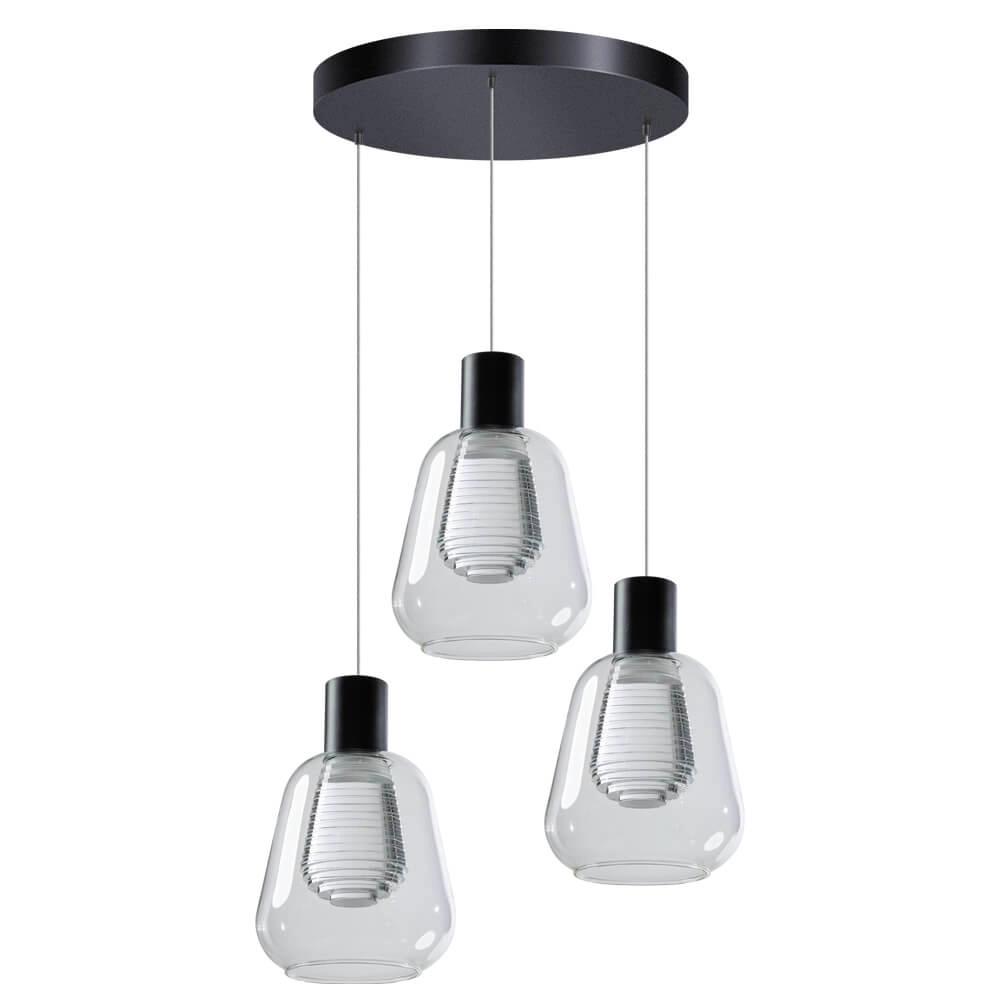 Lampe suspendue 3 lumières Gary verre