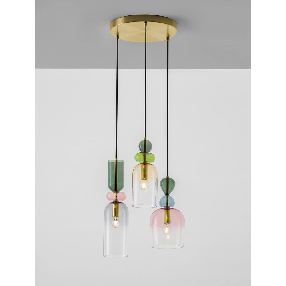 Suspension colorée Murano 3 lumières Suspension colorée Murano 3 lumières
