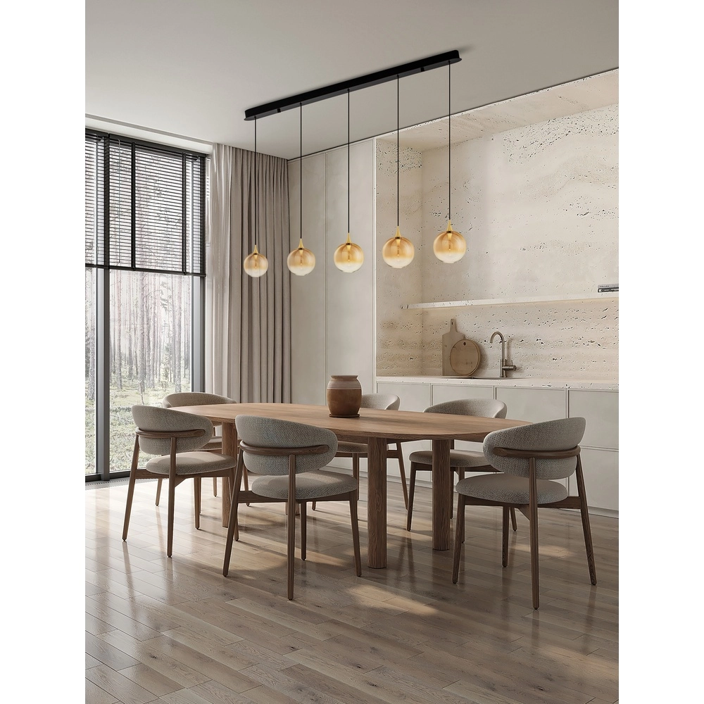 Suspension Orenda Verre ambré droit à 5 lumières Lyora 5212017477675