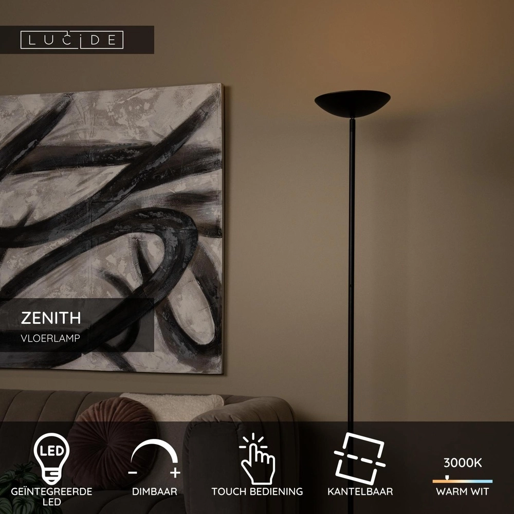 Lampadaire de conception Zenith Noir Lucide 5411212194060