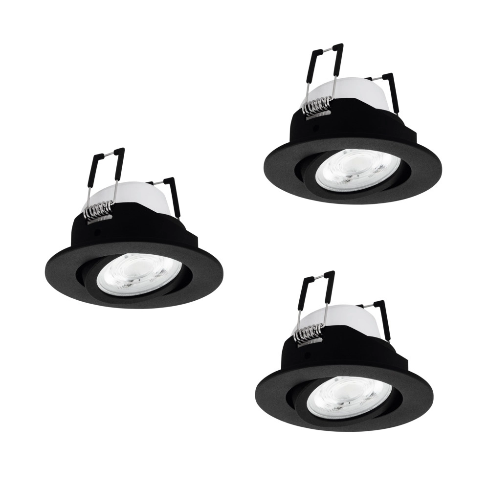 Lot de 3 spots encastrés Saliceto-Z Noir intelligent Lot de 3 spots encastrés Saliceto-Z Noir intelligent