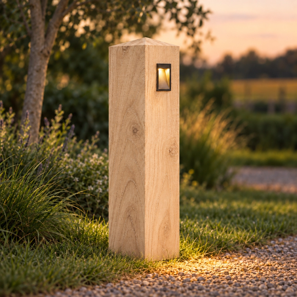 Lampe à cousselle en bois Torre 150 Chêne - 15x15x90cm - 2700K