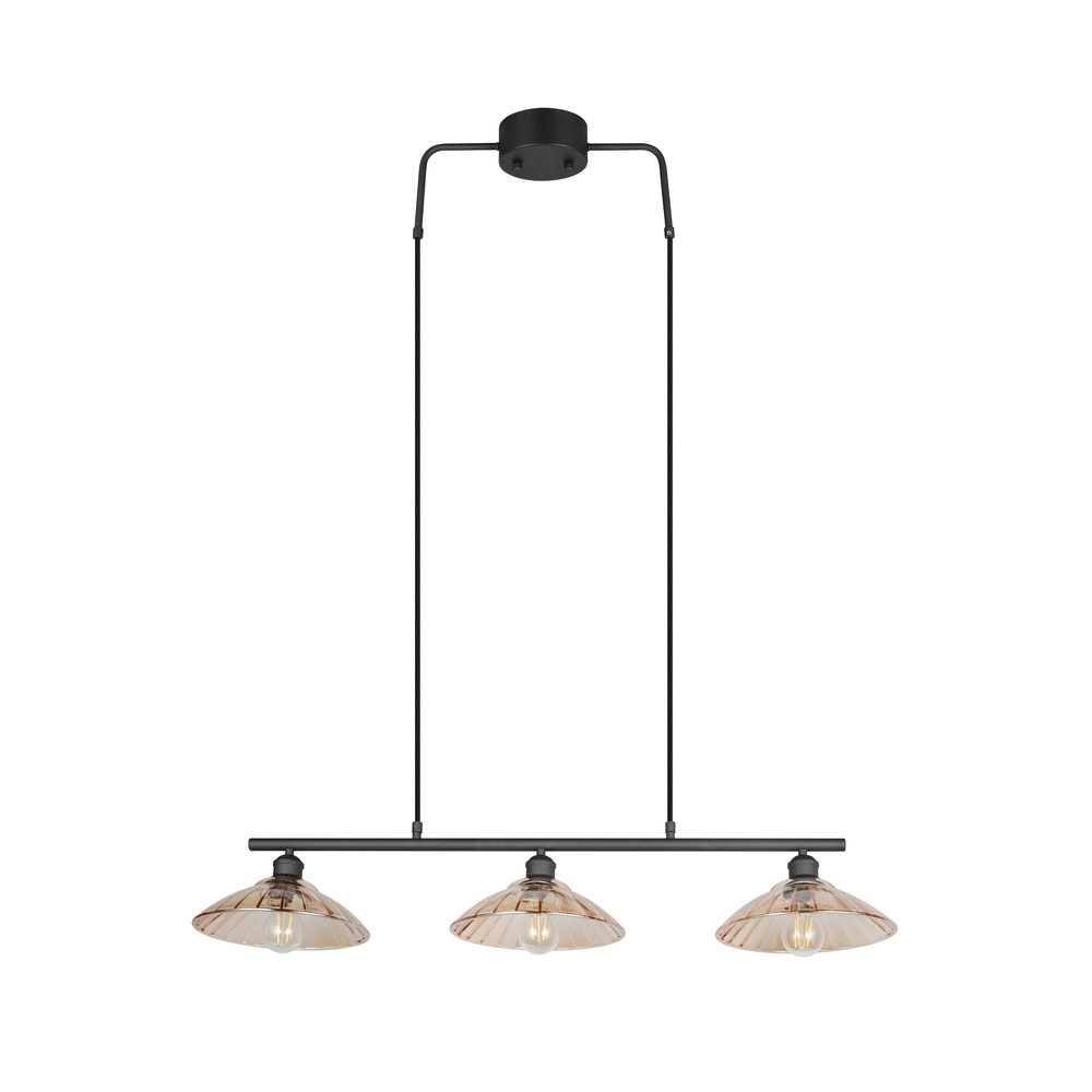 Lampe pendante classique Eluna Noir à 3 lumières Trio 4017807682502