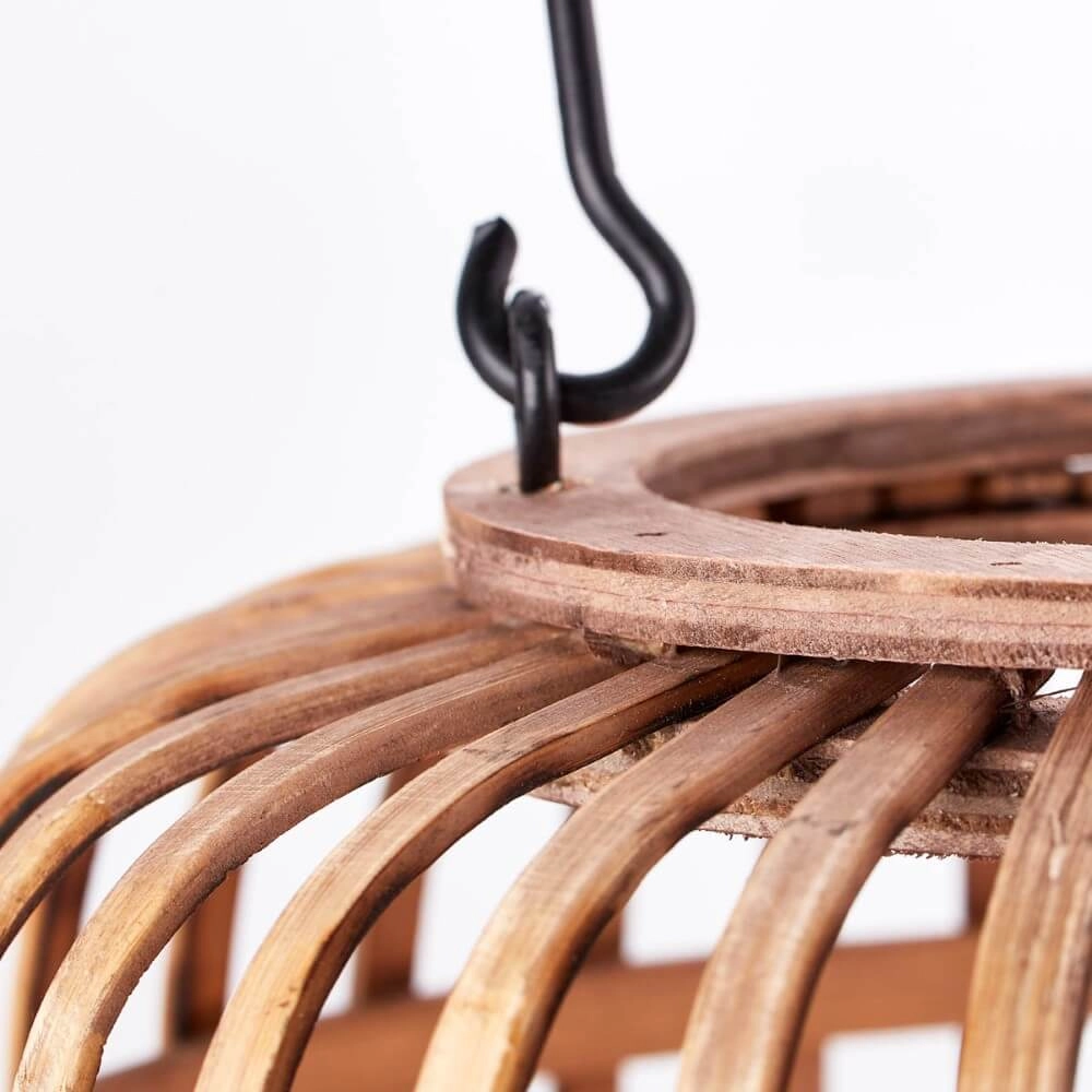 Lampe de table rurale Woodrow bois marron avec bois noir Brilliant 4004353357428