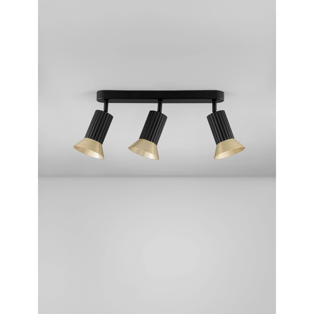 Plafonnier Luvia 3 lumières noir avec or