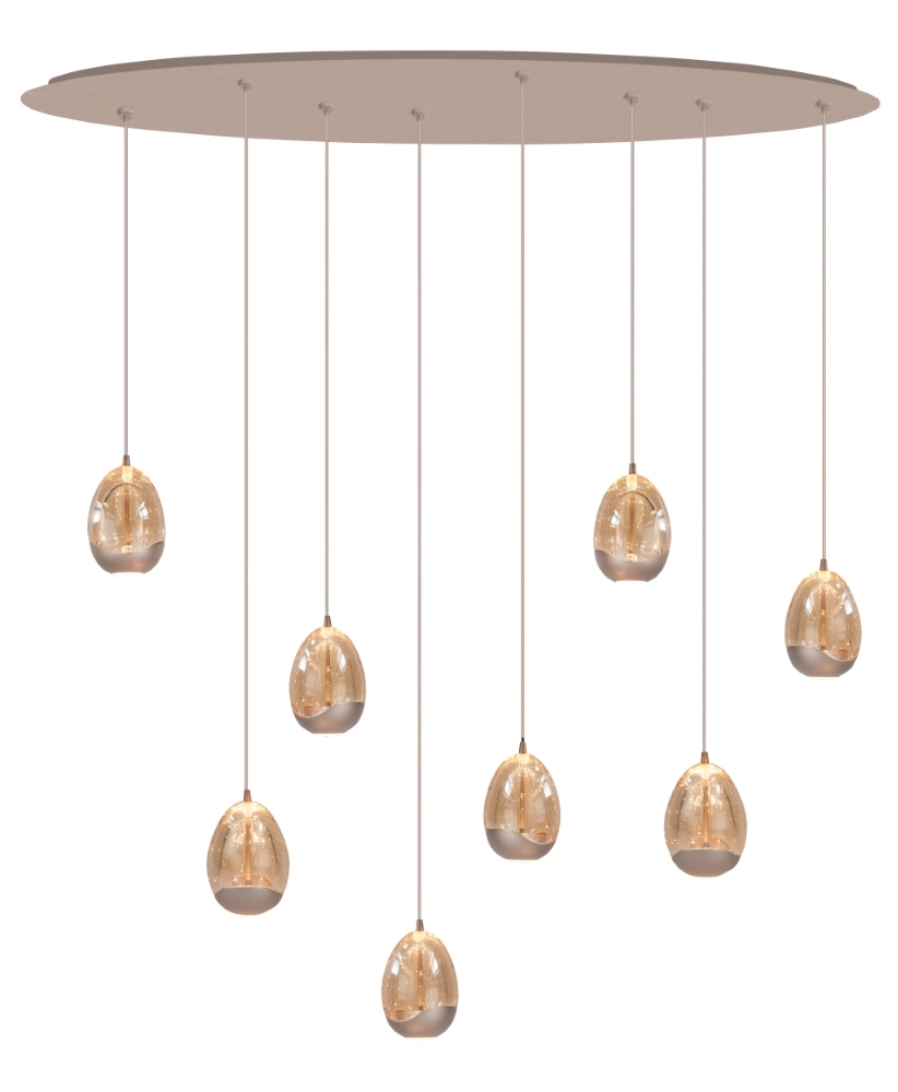 Lampe suspendue Champagne Egg Ovale à 8 lumières