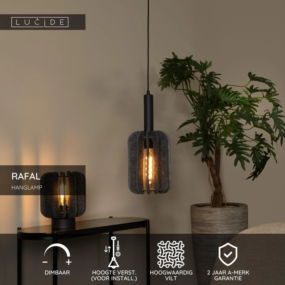 Lampe suspendue élégante Rafal noir avec gris Lucide 5411212452764