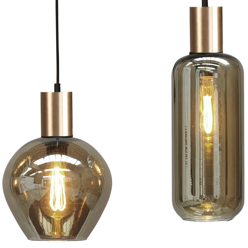 Lampe à suspension noire et dorée Bounty Verre curio à 5 lumières Masterlight 8718121245713
