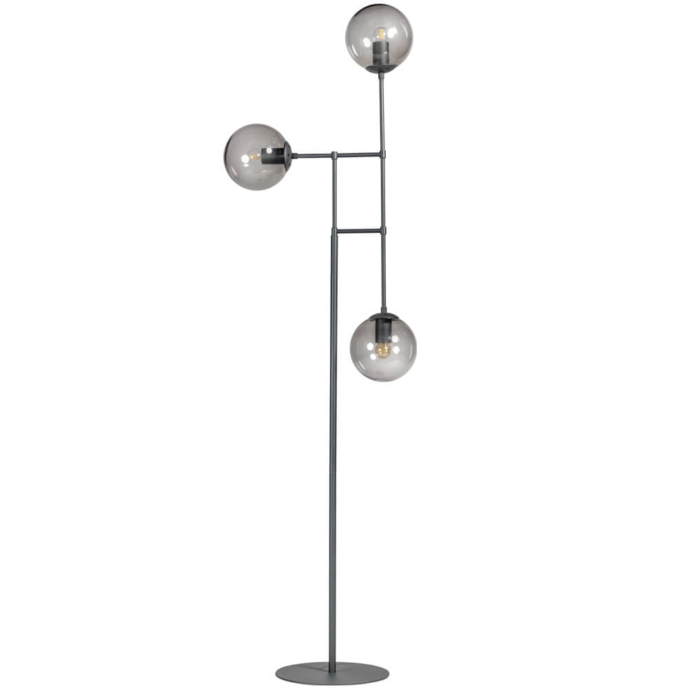 Lampadaire design Davina 3 lumières noir avec verre fumé Lampadaire design Davina 3 lumières noir avec verre fumé