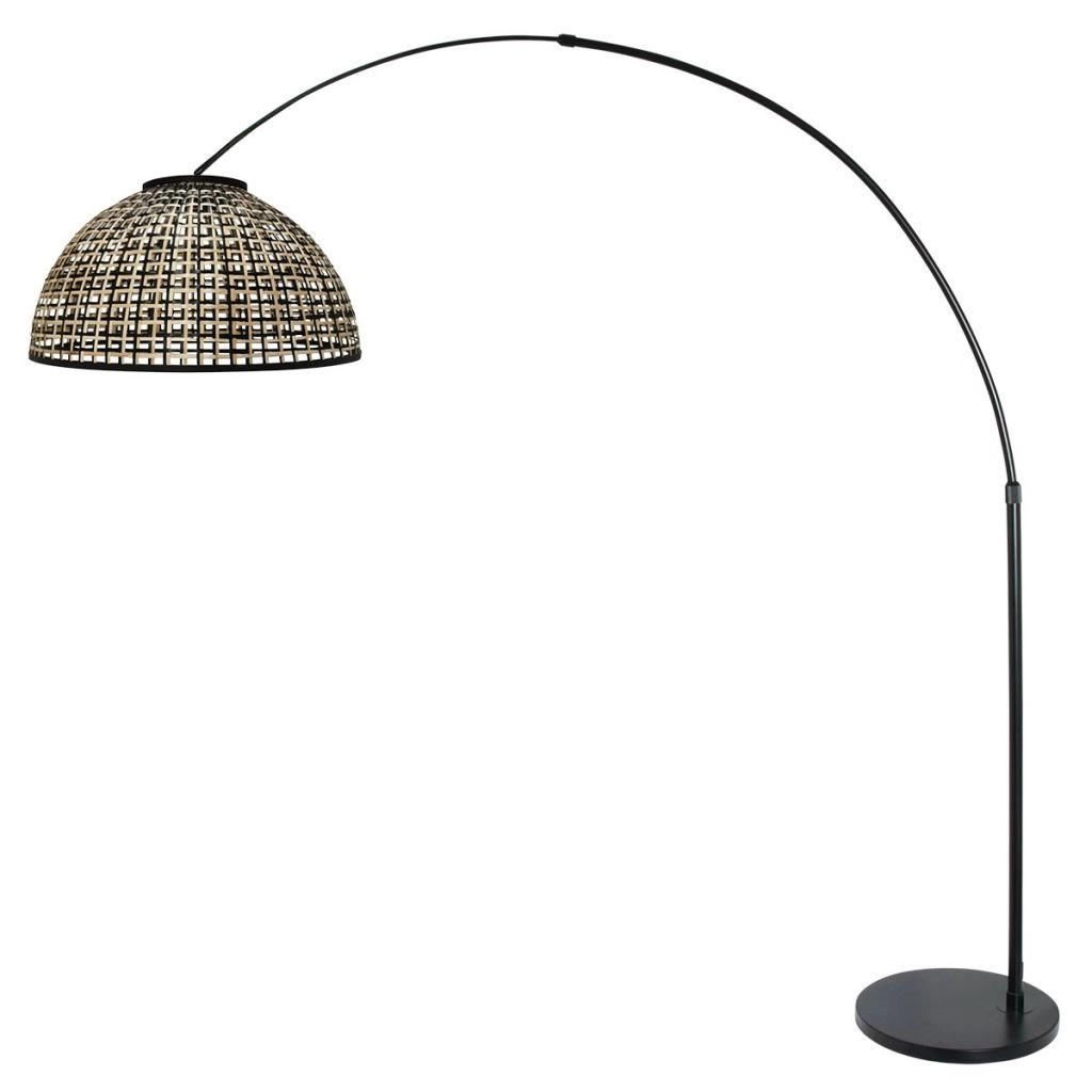 Lampe à arc noir Nox Light avec une teinte en bambou Ø60 cm Steinhauer 8712746183559