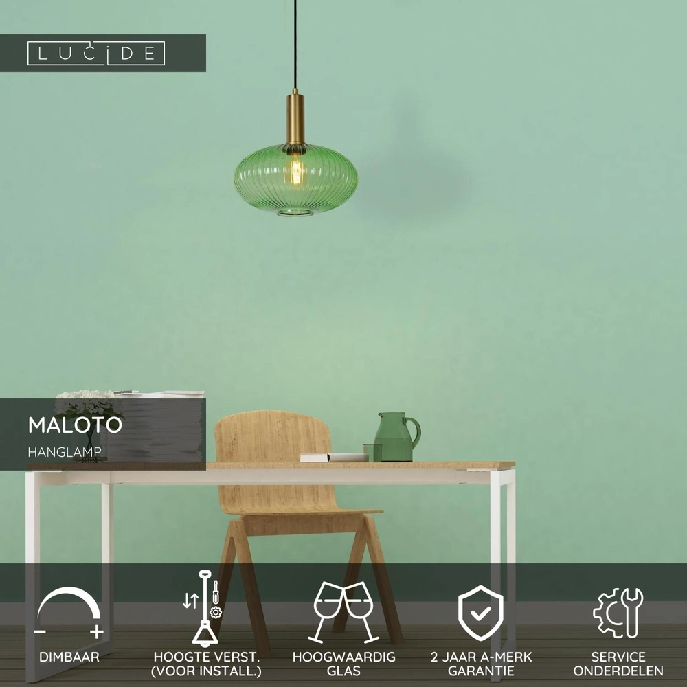 Lampe suspendue Maloto Ø 30cm vert Lucide 5411212451194