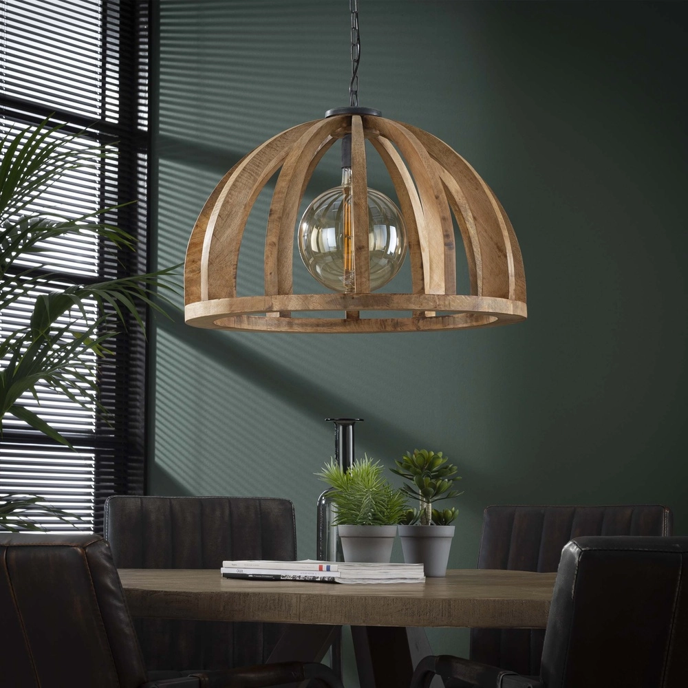 Lampe pendante en bois pour table à manger Orba Ø 60cm - E27 Lyora 8716803513211