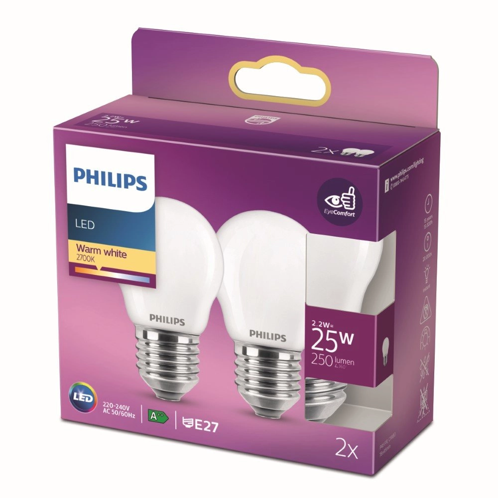 2,2W - E27 - 2700K - 250 lumen lot de 2