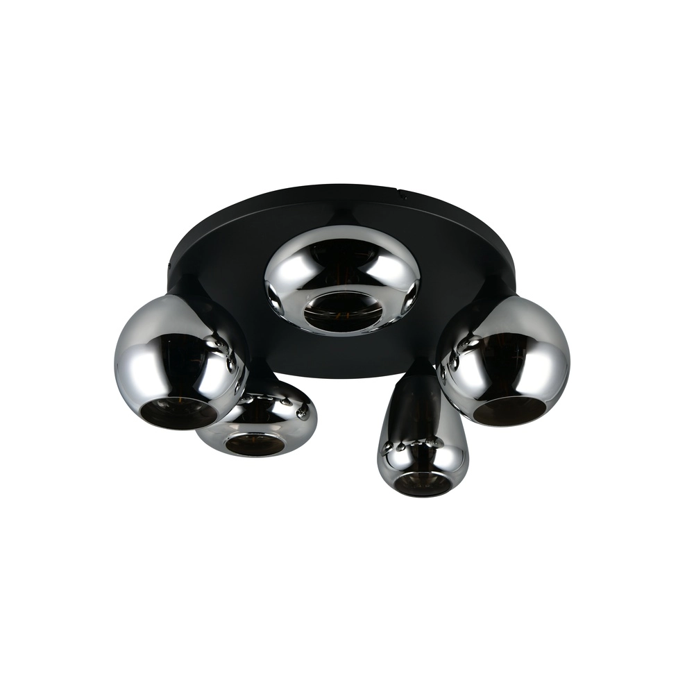 Plafonnier 5 lumières Lumina noir avec verre fumé Trio 4017807663181