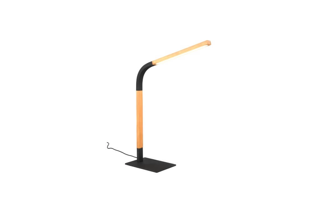 Lampe de table flexible Norris noir avec bois Lampe de table flexible Norris noir avec bois