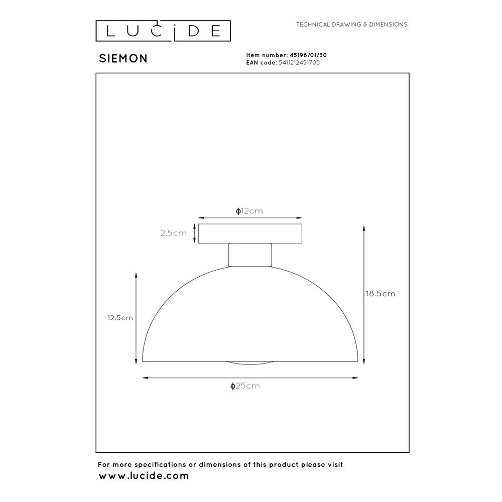 Lampe de plafond à design Siemon Noir Lucide 5411212451705