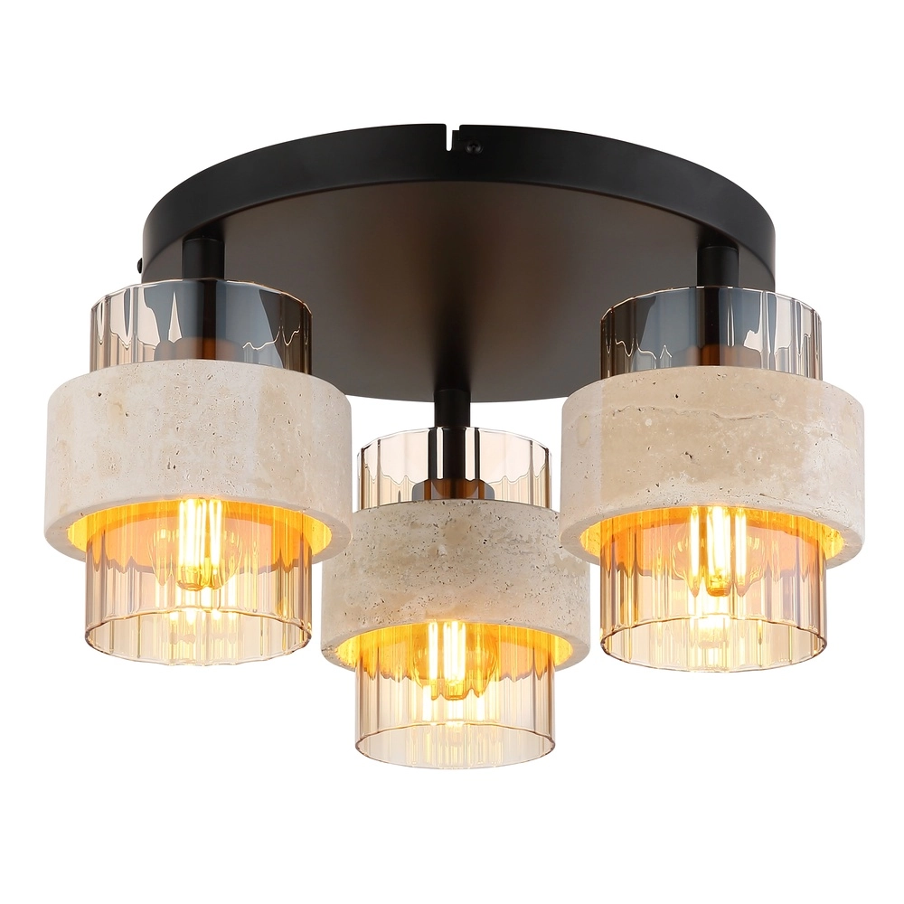 Lampe de plafond Daren noir avec marbre
