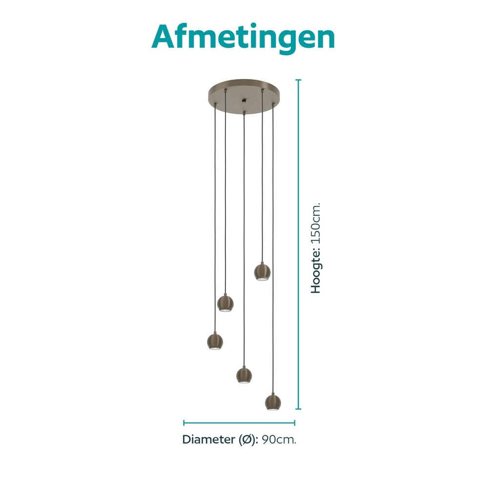 Lampe pendante de conception Bimeda 1 Bronze foncé à 5 feux Eglo 9008606408733