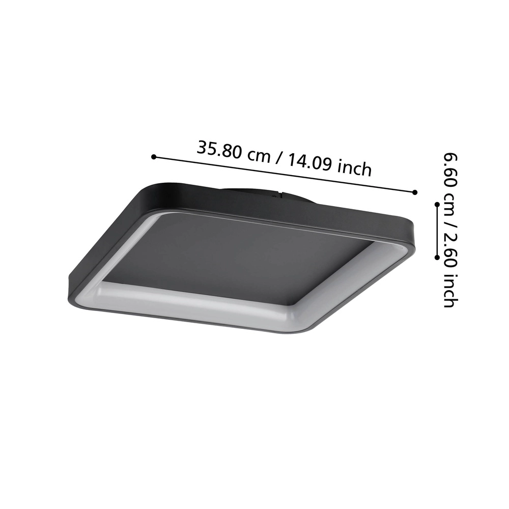 Lumière de plafond LED élégante Loretello 35x35cm - noir Eglo 9008606316397