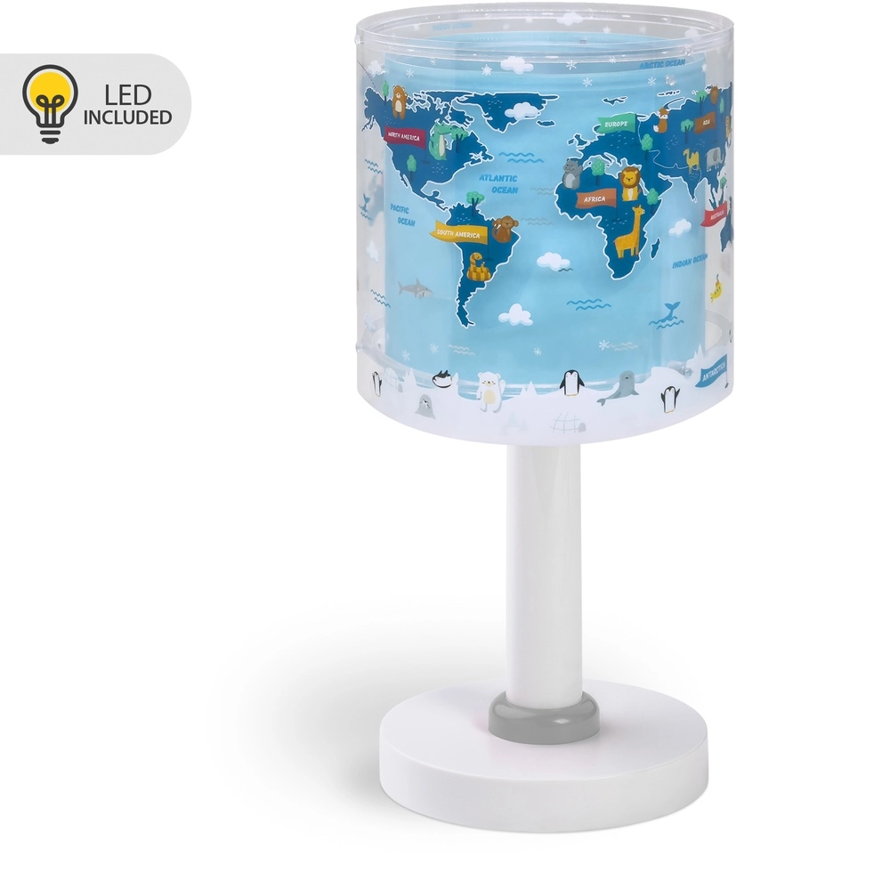 Lampe de table pour chambre d’enfant Kids World bleu Lampe de table pour chambre d’enfant Kids World bleu